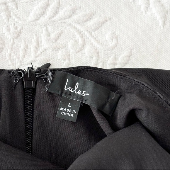 NWOT Lulus Beyond Classy Black Satin Halter Midi Dress Large - Picture 4 of 8